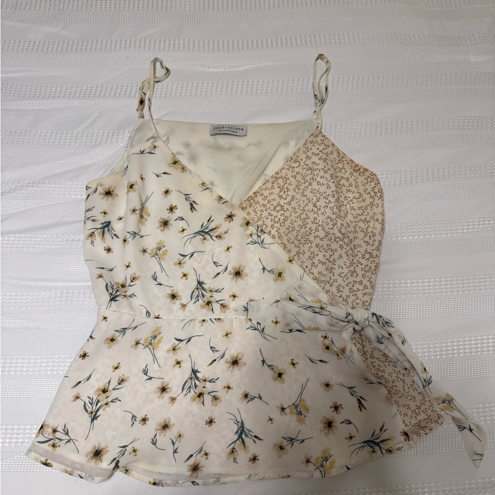 Paper Crane Floral Camisole in Cream and Brown